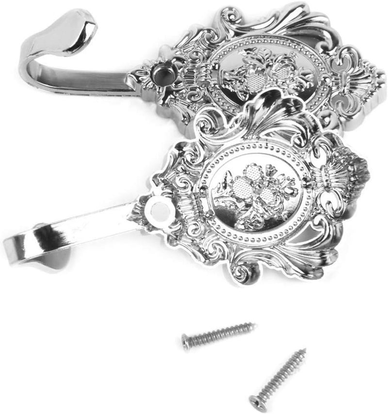 QZibeva QZibeva 2 Piece Shiny Silver Curtain Buckle Wall Hooks Coat Hangers Drapery Tiebacks Decorative Hooks - Image 5