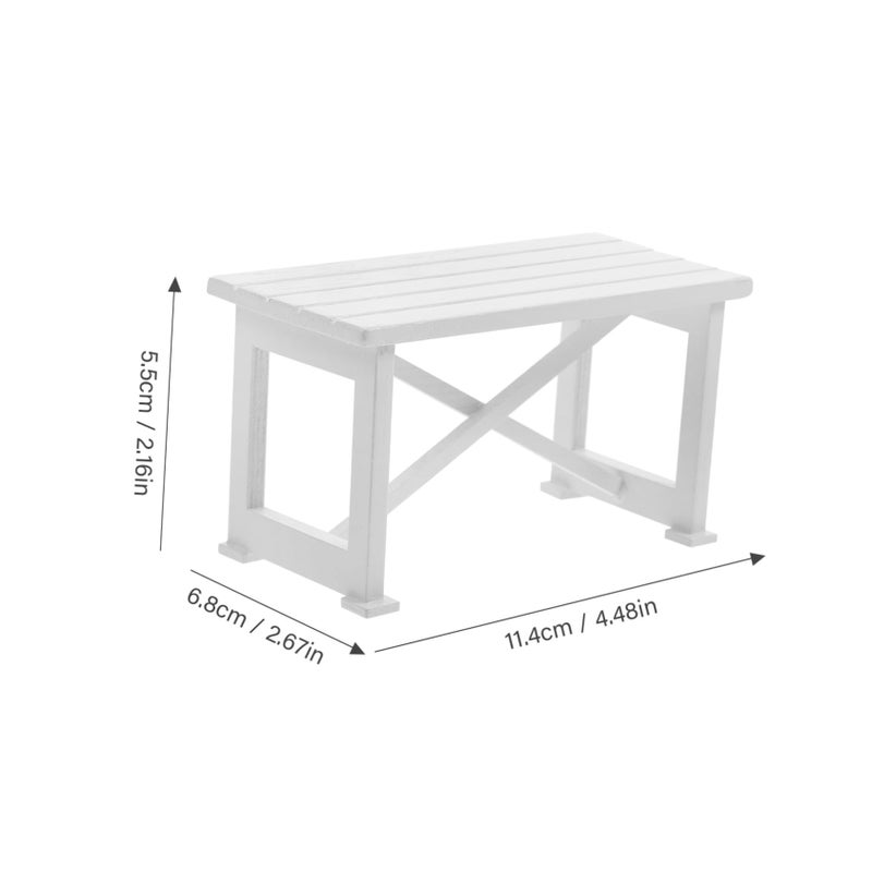 Mini Dollhouse Dining Table Modern Light Gray Wooden Furniture for Yard Patio Decoration - Image 3