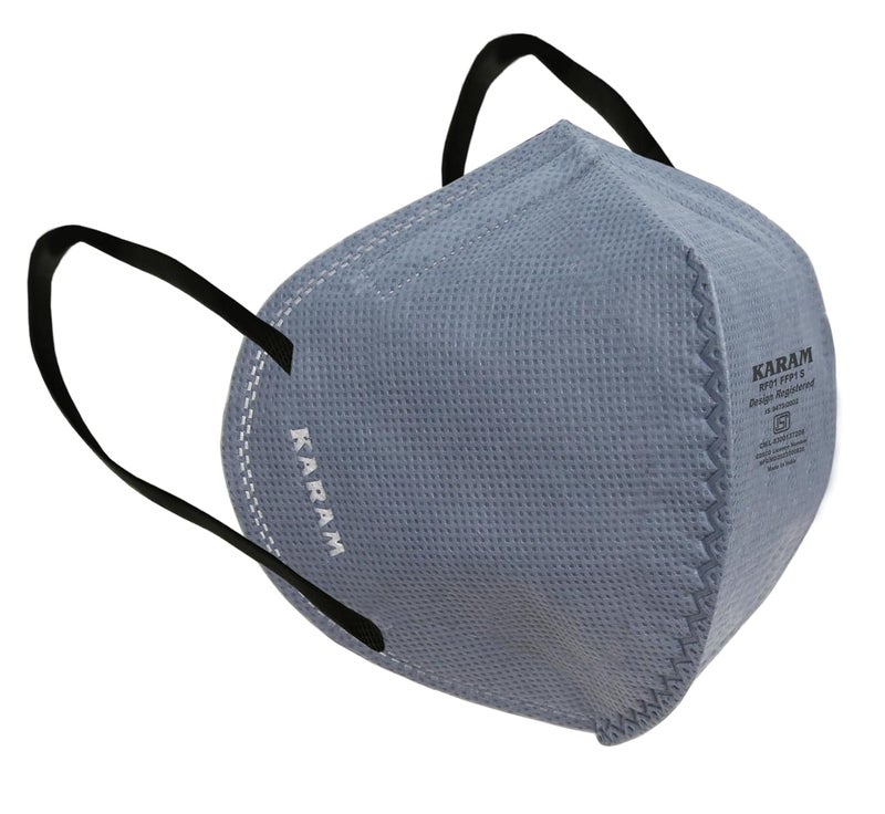 RF01 Safety Face Mask With Ear Loops | Easy Breathing Disposable Mask | FFP1 S Pollution Mask for Women & Men | Grey | Pack of 100