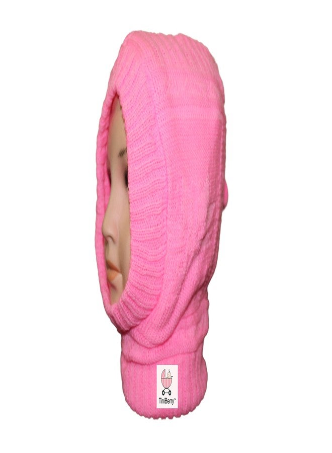 TiniBerry Baby Boy's & Baby Girl's Woolen Monkey Cap (18-24 Months, Pink) - Image 2