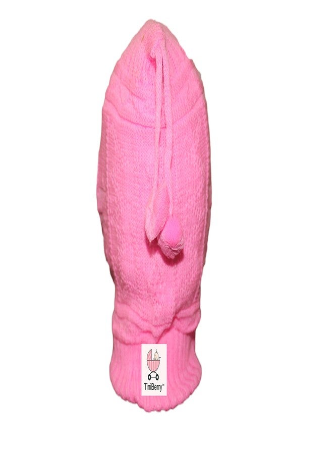 TiniBerry Baby Boy's & Baby Girl's Woolen Monkey Cap (18-24 Months, Pink) - Image 3