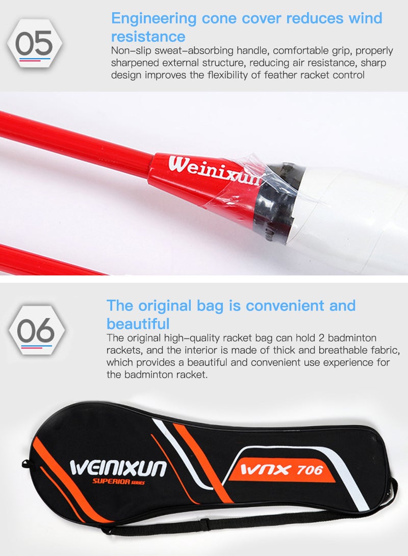 Weinixun Badminton Racket Durable Adult Set Training Dribbling - Image 5