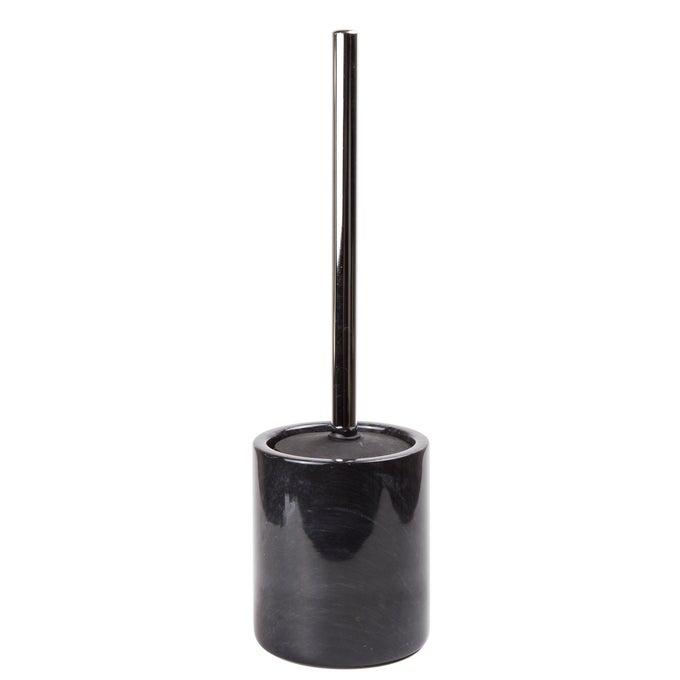 NATURAL BLACK MARBLE TOILET BALL BRUSH AND HOLDER SET WITH SILICONE COVER COMPACT STORAGE SCRUBBING BRUSH FOR BATHROOM CLEANING 43 DIAM X 145 H BLACK