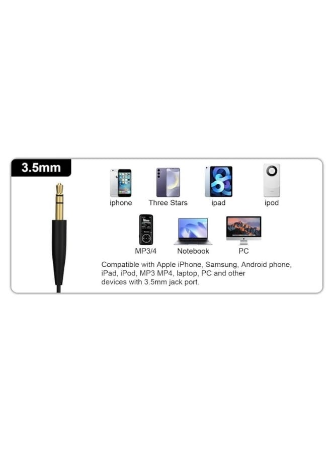 كابل صوت AUX بطول 1 متر – كابل صوت ستيريو 3.5 مم إلى 3.5 مم متوافق مع الهواتف المحمولة والأجهزة اللوحية والسماعات والسيارة – لون أسود - Image 3