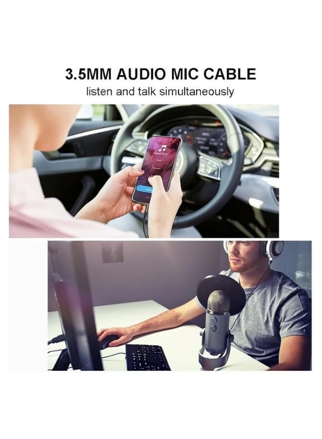 كابل صوت AUX بطول 1 متر – كابل صوت ستيريو 3.5 مم إلى 3.5 مم متوافق مع الهواتف المحمولة والأجهزة اللوحية والسماعات والسيارة – لون أسود - Image 5