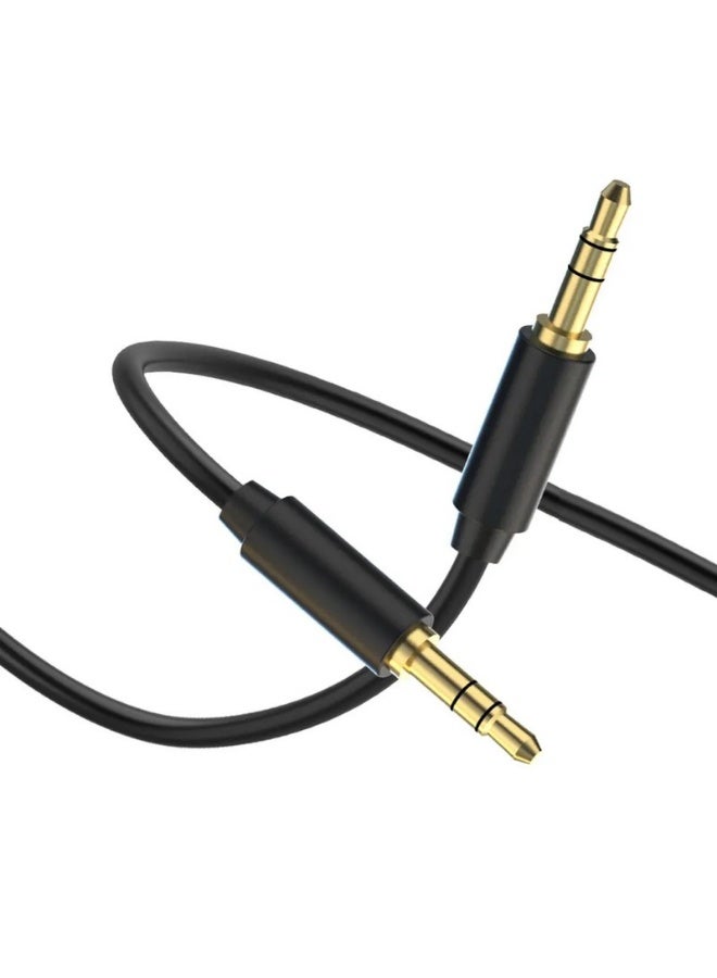 AUX Audio Cable 1M – 3.5mm to 3.5mm Stereo Audio Cable, Compatible with Mobile Phones, Tablets, Car, and Speakers – Black