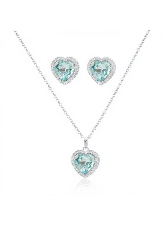 MTZ Women Jewellery Set, 14K Gold Plated Dainty Pendant Necklace & Stud Earrings Set for Wedding Party Daily Wear - Image 1