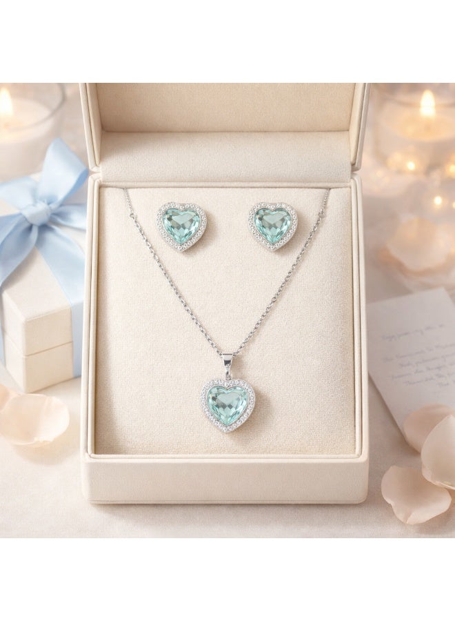 MTZ Women Jewellery Set, 14K Gold Plated Dainty Pendant Necklace & Stud Earrings Set for Wedding Party Daily Wear - Image 2