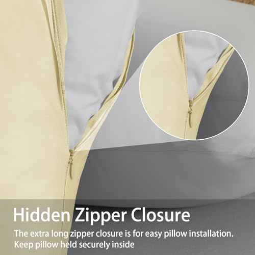 WhatsBedding Body Pillow Cover Cooling Fabric, Long Pillowcase Breathable & Skin-Friendly, Zipper Closure - Beige (20x54 inch) - Image 5