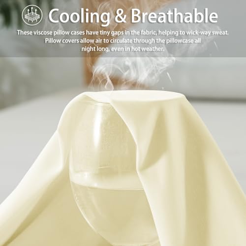 WhatsBedding Body Pillow Cover Cooling Fabric, Long Pillowcase Breathable & Skin-Friendly, Zipper Closure - Beige (20x54 inch) - Image 3