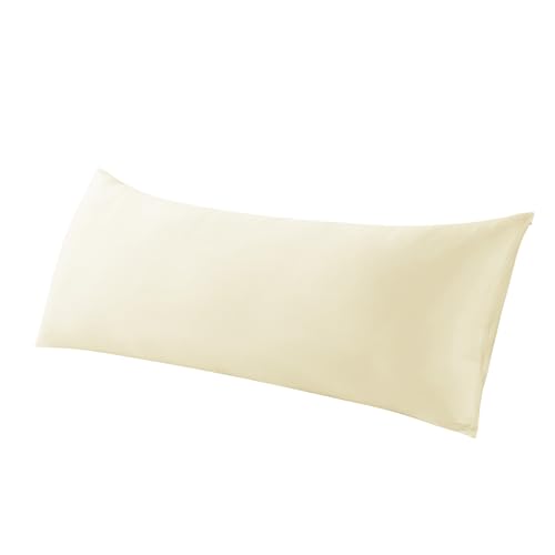 WhatsBedding Body Pillow Cover Cooling Fabric, Long Pillowcase Breathable & Skin-Friendly, Zipper Closure - Beige (20x54 inch) - Image 1