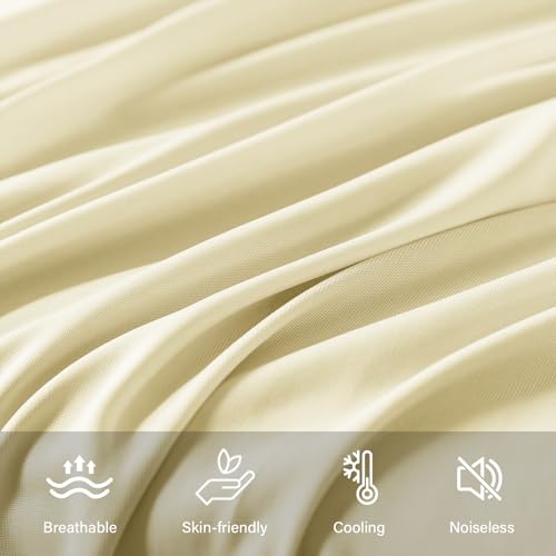 WhatsBedding Body Pillow Cover Cooling Fabric, Long Pillowcase Breathable & Skin-Friendly, Zipper Closure - Beige (20x54 inch) - Image 4
