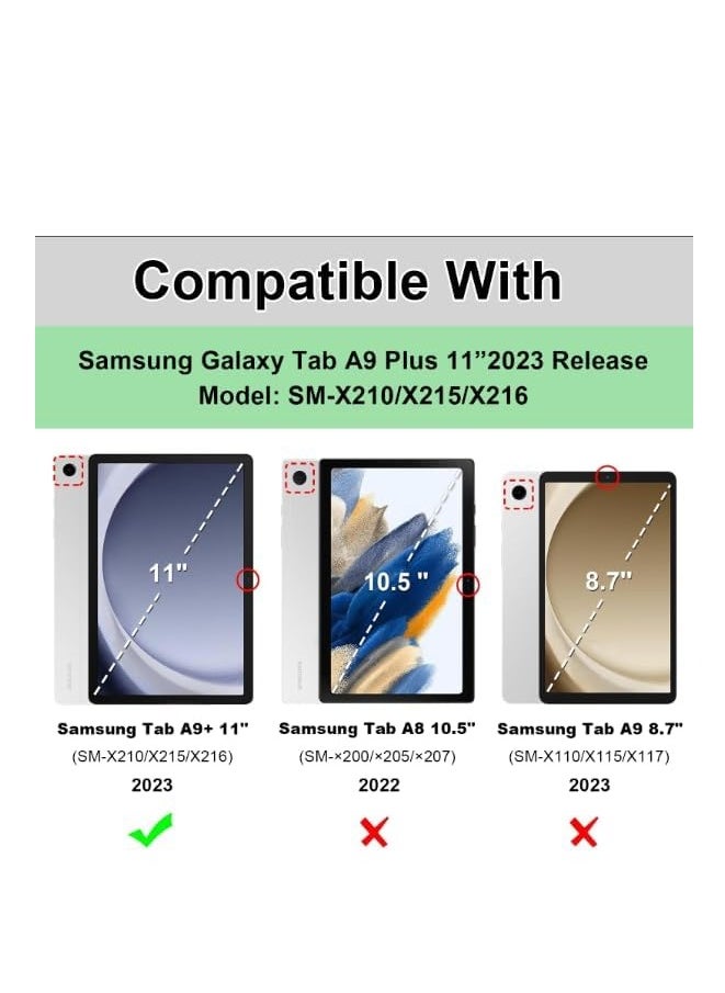 Case for Galaxy Tab A9 Plus Case Samsung Galaxy Tab A9 Plus Case Samsung Tab A9 Plus 11 Cases for Kids With Screen Protector Stand Thickned Cornor Shockproof Samsung Tab A9+ Case 11 Inch, Red Black