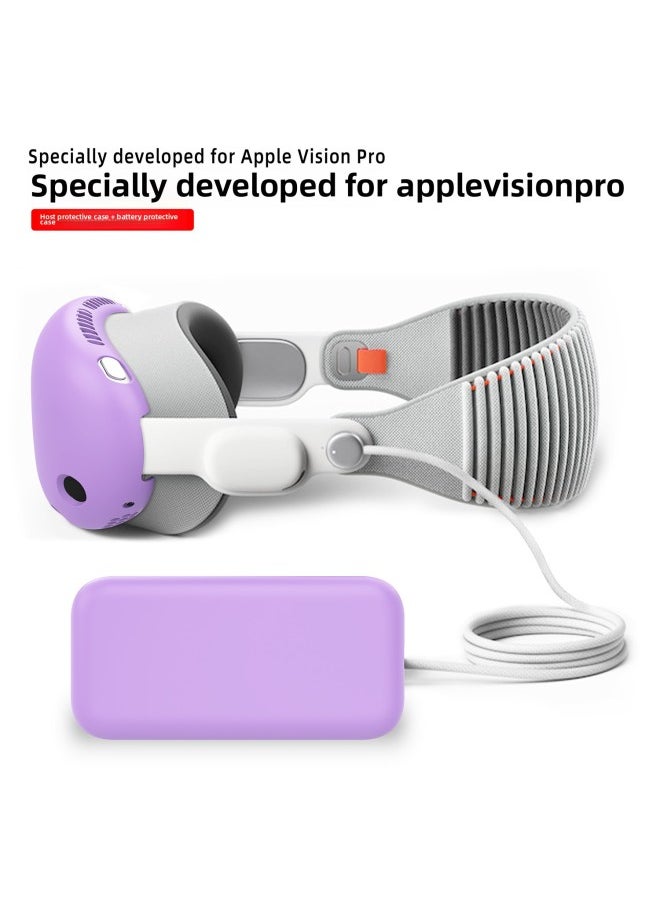 Generic VR Cover For Apple Accessories Vision Pro Power Protection Cover Anti-fall TPU Soft Shell Fuel Injection Head Display Shell-Specifications:Purple  - Image 2