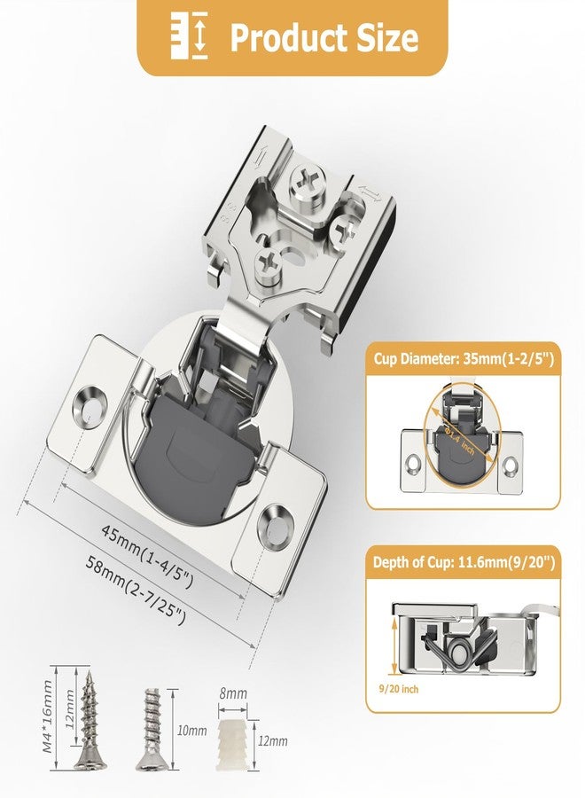 Furniware 30 Pieces 3/8 inch Overlay Soft Close Cabinet Hinges for Face Frame Cabinet, Stainless Steel, 105° Opening Angle, Concealed Self Closing Door Hinges- 3 Way Adjustment - Image 4