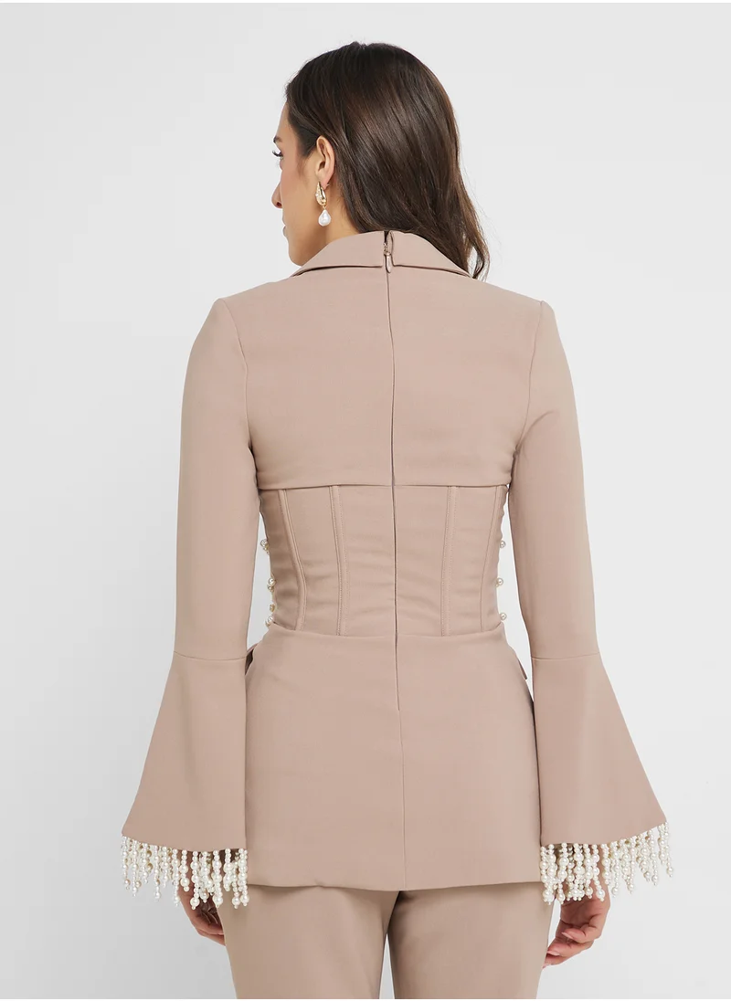 lavish alice Pearl Embellished Blazer