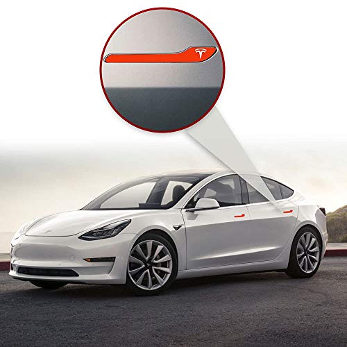 IPG for Tesla Model 3 / Model Y Door Handle Decal Sticker Wrap Kit (Set of 4) with Tesla Logo (Gloss Orange) - Image 5