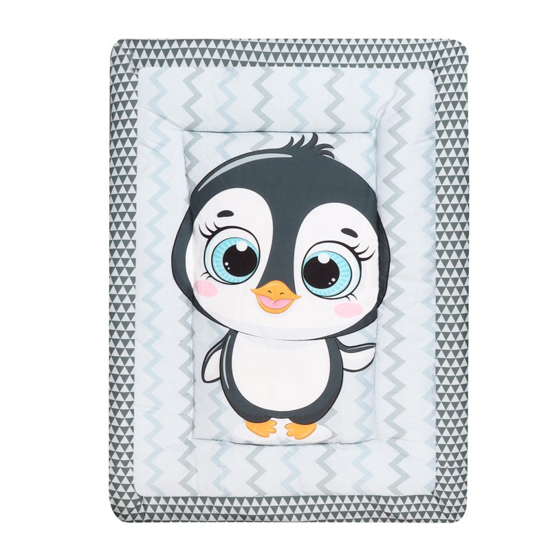 Remixon REMIXON Grey 3 Pillows & Rectangle Shape Penguine Print Cotton Baby Bed for 0-1 Year BB108  - Image 5