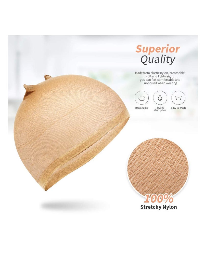Excefore - Stocking Wig Cap, Nude Stretch Nylon Wig Cap, Suitable For Ladies (4 PCS, Light Brown) - Image 1