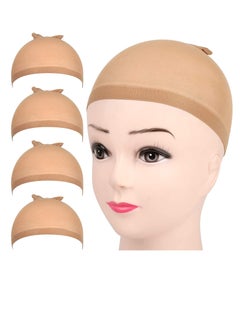 Stocking Wig Cap, Nude Stretch Nylon Wig Cap, Suitable For Ladies (4 PCS, Light Brown)