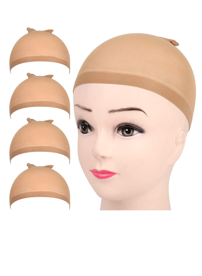 Excefore - Stocking Wig Cap, Nude Stretch Nylon Wig Cap, Suitable For Ladies (4 PCS, Light Brown) - Image 1