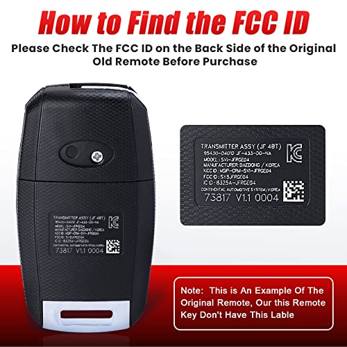 Aichiyu Flip Remote Key Fob for Kia Optima 2016 2017 2018 2019 2020 FCC ID: SY5JFRGE04 P/N: 95430-D4010 4 Buttons 434Mhz Car Remote Control Transmitter - Image 5