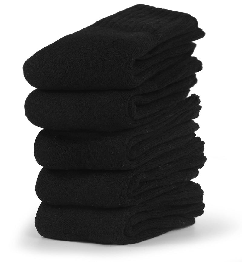 BenSorts Women Winter Warm Boots Socks Solid Wool Comfy Cozy Crew Socks 5 Pairs Pack Black - Image 3
