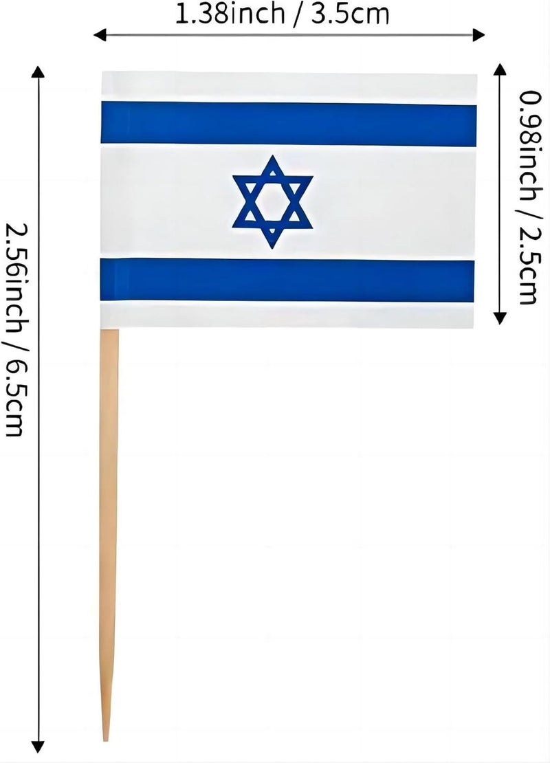 JAVD CYPS 100 Pcs Israel Flag Israelis Toothpick Flags, Small Mini Stick Cupcake Toppers Israelis Flags,Country Picks Party Decoration Celebration Cocktail Food Bar Cake Flags - Image 2