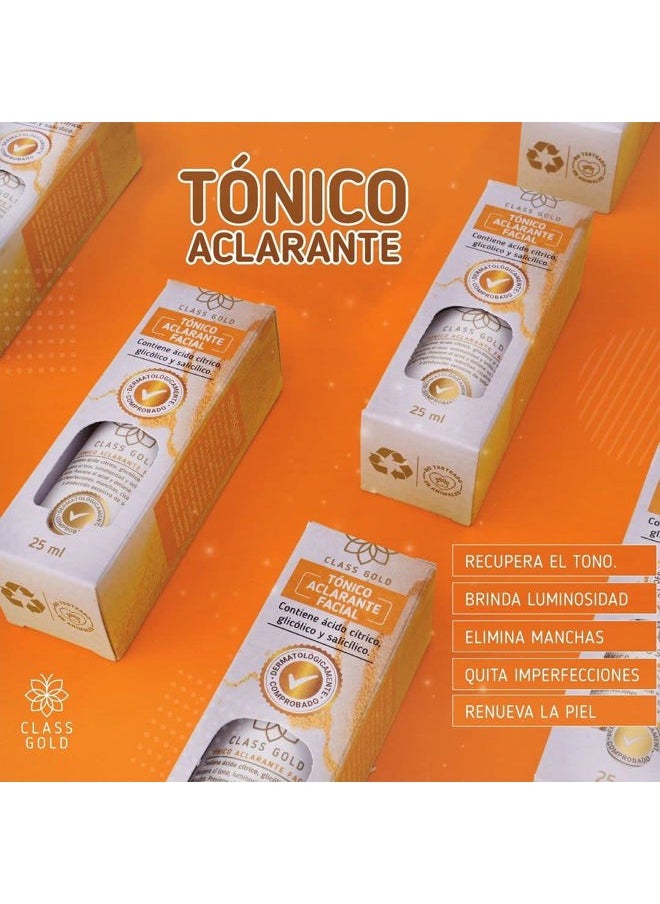 Class Gold Cosmetics - Tonico Aclarante Facial. Manchas e Imperfecciones. Clarifying Facial Tonic, Dark Spot and Blemish Remover from Aqua Labs Colombia - Image 1