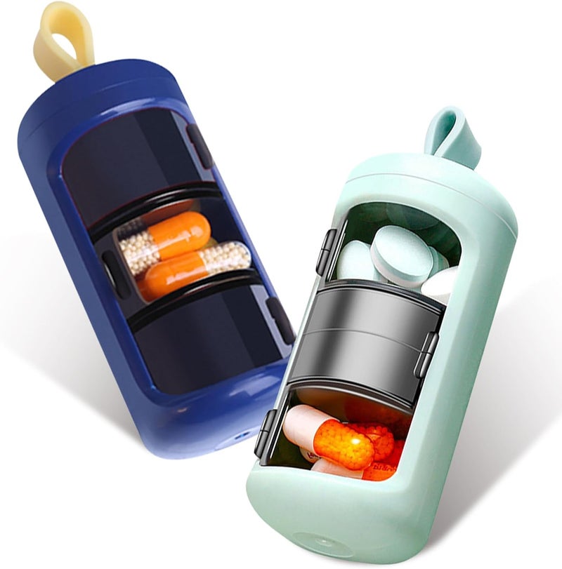 Barakah 2 Pcs Small Pill Case, Mini Portable Pill Box, Travel 3 Compartment Pill Organizer, Daily Mini Medicine Pill Supplement Organizer Box for Pills, Vitamin, Cod Liver Oil - Image 1