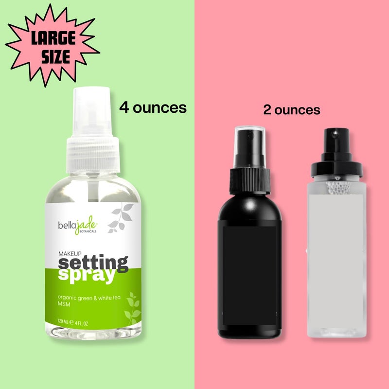 Bella Jade Makeup Setting Spray for Face - Long Lasting Mist: Hydrating Dewey Finishing + Organic Green Tea & MSM - All Skin Types - Large 4 oz Bottle - Image 2