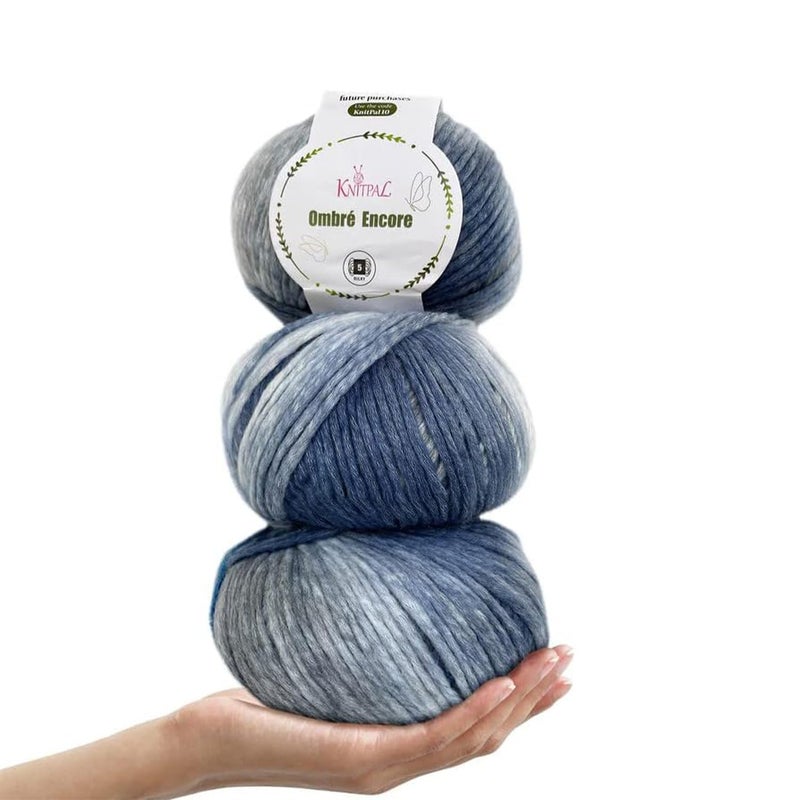 OmbrEncore Chunky Ombre Yarn for Crocheting 3 Balls 507Yds420G Free Patterns  Multi Colored Bulky 5 Weight Yarn for Knitting  White Gray