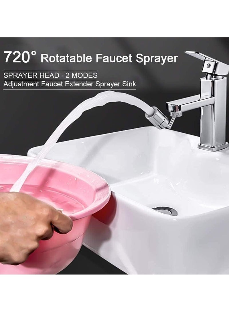 Universal Splash Filter Faucet 720° Rotate Faucet Aerator Sink Big Angle Large Flow Aerator Dual Function Faucet Aerator Rotatable Bubbler Tap Sprayer Attachment for Kitchen Bathroom  - Image 3