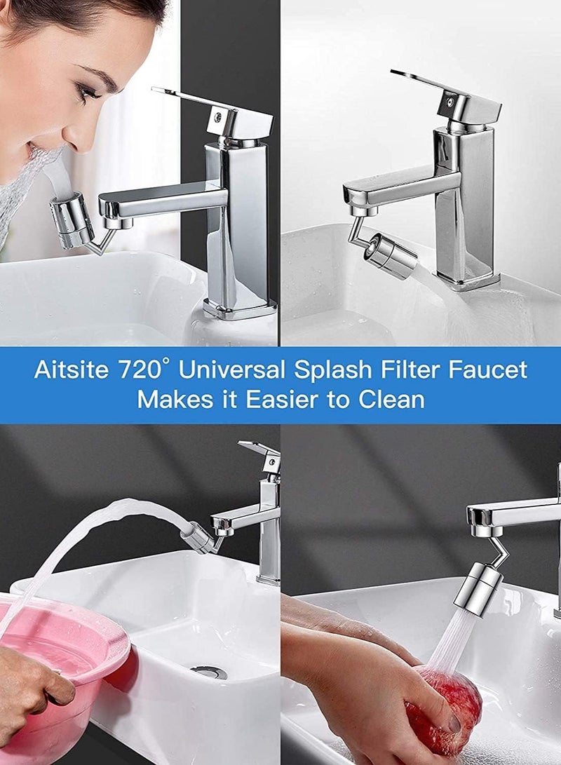 Universal Splash Filter Faucet 720° Rotate Faucet Aerator Sink Big Angle Large Flow Aerator Dual Function Faucet Aerator Rotatable Bubbler Tap Sprayer Attachment for Kitchen Bathroom  - Image 4