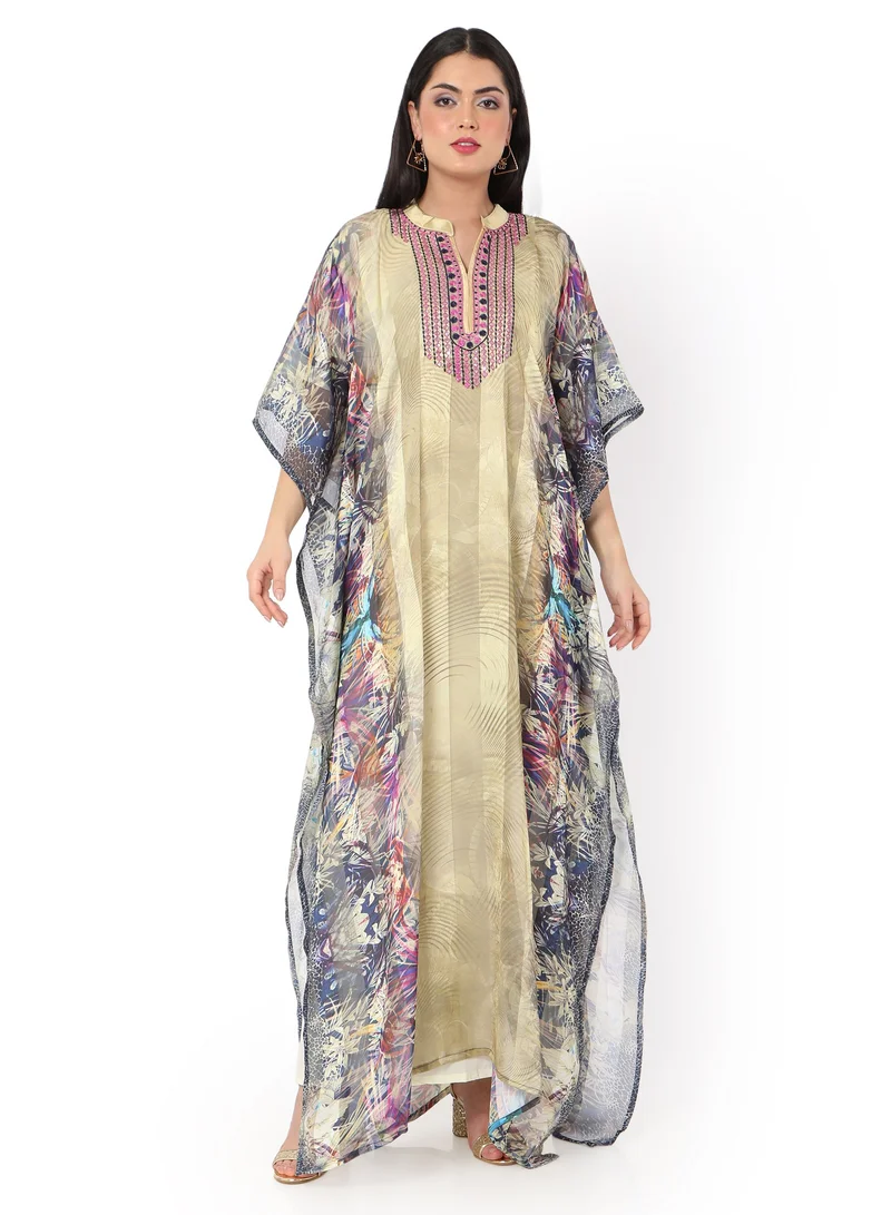 HANA & SARA LONG PRINTED ARABIC  JALABIYA DRESS