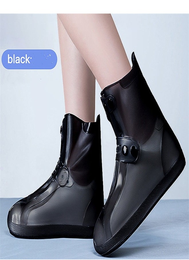Loquat Children's Mid Tube Rain Boots Cover Black  - Image 3