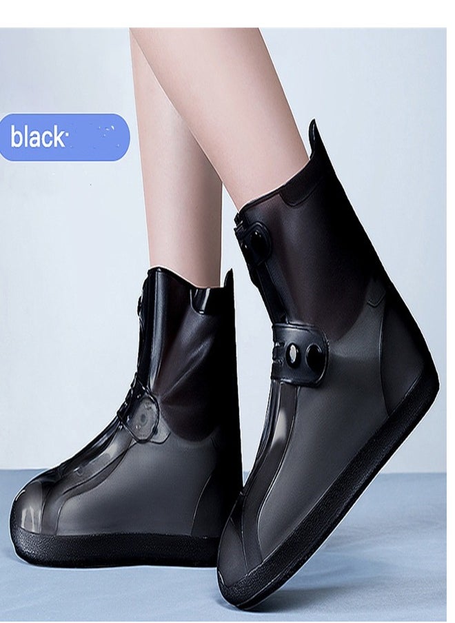 Loquat Children's Mid Tube Rain Boots Cover Black  - Image 2
