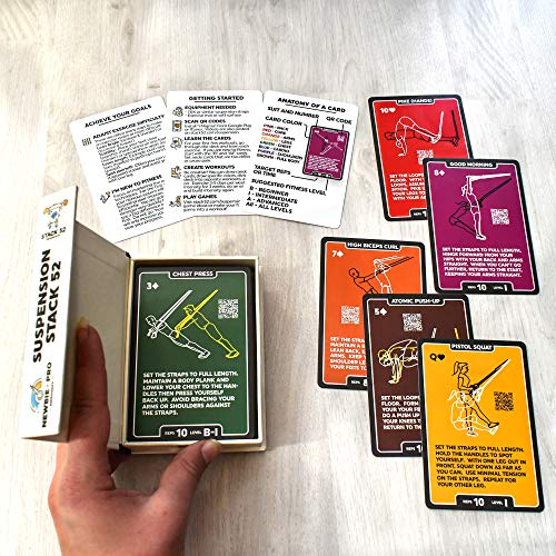 Stack 52 Suspension Exercise Cards. Compatible with All Suspension Trainers. Suspended Bodyweight Resistance Workout Game. Video Instructions Included. Fun Home Fitness Program. (New Deck) - Image 2