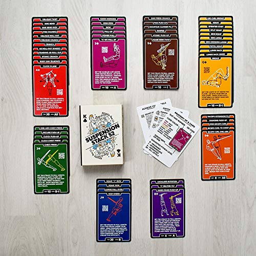 Stack 52 Suspension Exercise Cards. Compatible with All Suspension Trainers. Suspended Bodyweight Resistance Workout Game. Video Instructions Included. Fun Home Fitness Program. (New Deck) - Image 4