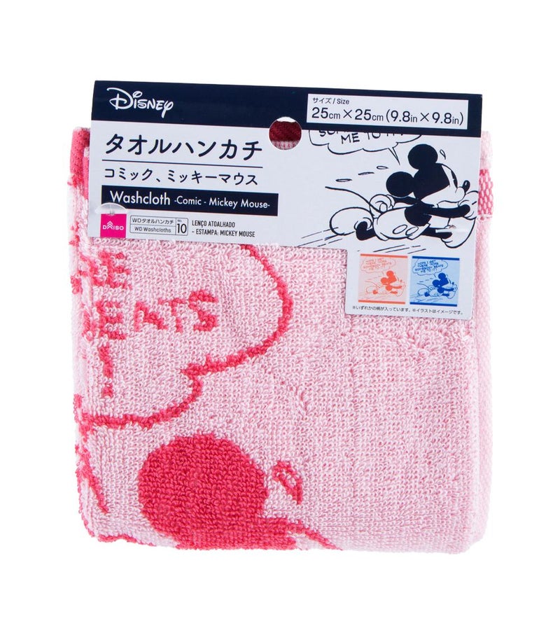 Mickey Mouse Comic Washcloth, Pink, Soft Absorbent Face Towel for Kids, Bath & Daily Use