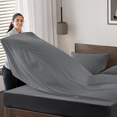 Maple&Stone Twin Flat Sheet 6 Pack,Premium Soft & Breathable,Brushed Microfiber Fabric,Anti-Shrinkage & Non-Fading,Bulk Flat Sheets Only Twin Size (Grey) - Image 3