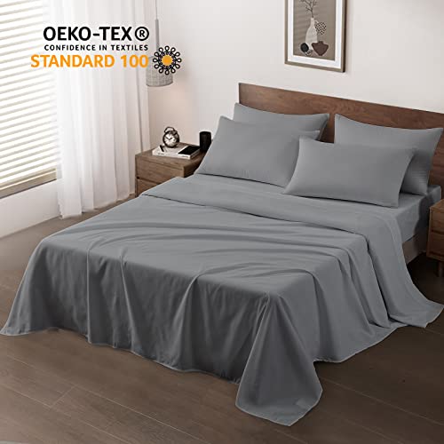Maple&Stone Twin Flat Sheet 6 Pack,Premium Soft & Breathable,Brushed Microfiber Fabric,Anti-Shrinkage & Non-Fading,Bulk Flat Sheets Only Twin Size (Grey) - Image 2
