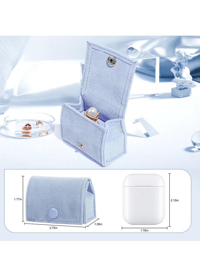 KASTWAVE Velvet Ring Box, Mini Velvet Ring Boxes Blue Rings Bags, Jewelry Pouch for Earrings Rings, Ideal Gift for Women, Girls, Wife, Mom, Daughter, and Friends  - Image 4