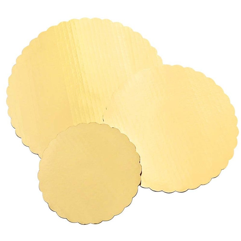 AUTOWRAP 8 INCH 10 Piece Christmas Gold Cake Boards Disposable Cardboard Cake Rounds Coated Cake Plate Circle Cake Base for Dessert Table Cake Decorating Supplies - Image 2