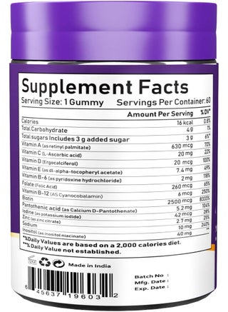 Hair Vitamins 60 Gummies Supplement With Vitamin C, Biotin & Folic Acid For Men Women's - view 3