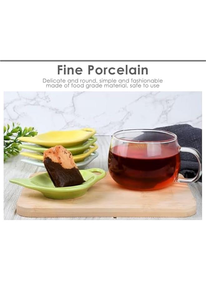 4 Pieces Teapot Shaped Tea Bag Holder Teabag Coaster Seasoning Dish for Sauce Dessert (Green) - Image 4