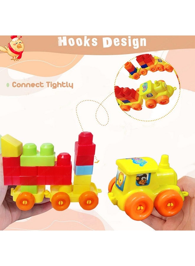 فنبلاست مكعبات بناء فن بلاست للأطفال - ألعاب مكعبات بناء محرك قطار بعجلات للأطفال، مكعبات بناء اصنعها بنفسك للأطفال، ألعاب مكعبات تعليمية وتعليمية للأطفال - أكثر من 40 قطعة (متعددة الألوان) - Image 3