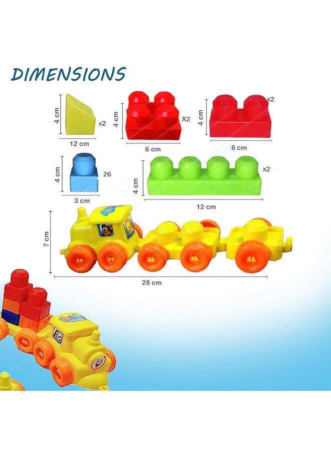 فنبلاست مكعبات بناء فن بلاست للأطفال - ألعاب مكعبات بناء محرك قطار بعجلات للأطفال، مكعبات بناء اصنعها بنفسك للأطفال، ألعاب مكعبات تعليمية وتعليمية للأطفال - أكثر من 40 قطعة (متعددة الألوان) - Image 2