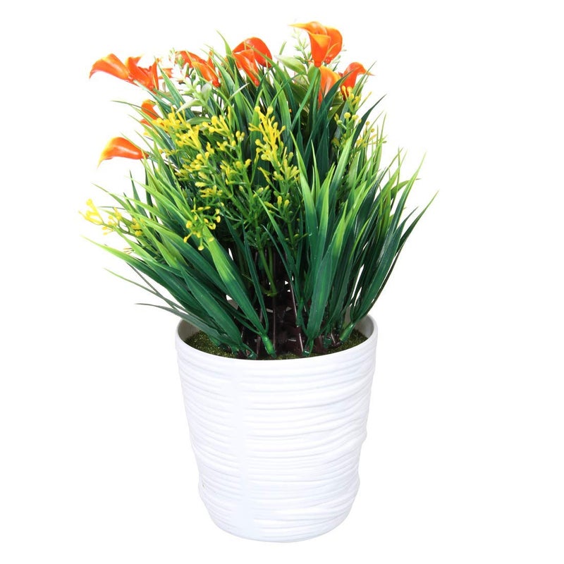 Muren Home Designer Artificial Plant Decorative Indoor Flower Vase Small Size for Office Desk Decoration for Drawing Room Corner Shelf Hall Living Area (Red) - Image 1