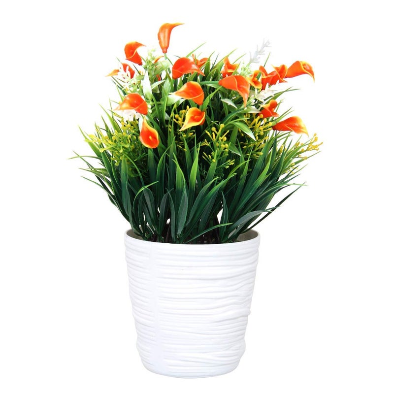 Muren Home Designer Artificial Plant Decorative Indoor Flower Vase Small Size for Office Desk Decoration for Drawing Room Corner Shelf Hall Living Area (Red) - Image 2